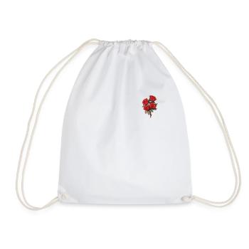 Red Roses Logo Patch Novelty Shirt Flowers Lover - Drawstring Bag - white - Front