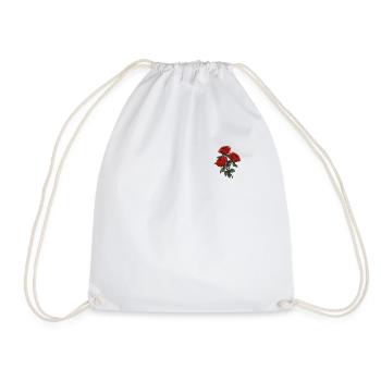 Red Flowers Patch Humor Vintage Floral Roses Pun - Drawstring Bag - white - Front