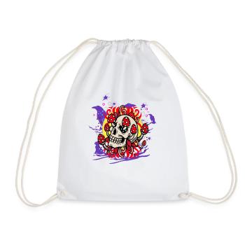 Kunstvoller Totenkopf - Turnbeutel - Weiß - Vorne