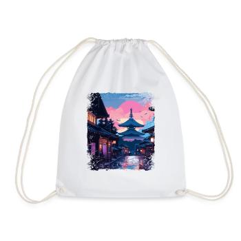 Alpes japonaises Vaporwave Japon Takayama Village - Sac de sport léger - blanc - Devant