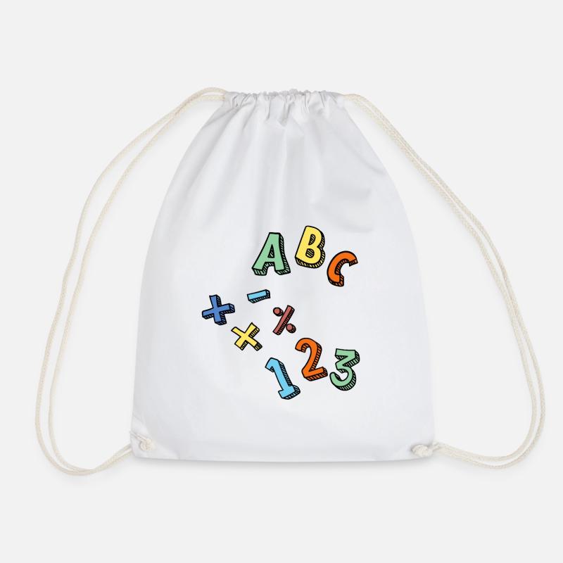 Einschulung: ABC / +-x: / 123 - Turnbeutel - Weiß