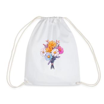 Cool Flowers Vintage Daisies Lovers Humor Bouquet - Drawstring Bag - white - Front