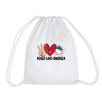 Peace Love America, 4th of July American - Drawstring Bag - white - Front