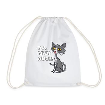 Lustige Katze mit Spruch Du mich auch, Sarkasmus - Turnbeutel - Weiß - Vorne