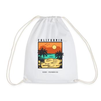 Kalifornisches Surfparadies, Geschenk für die Sommerferien - Turnbeutel - Weiß - Vorne