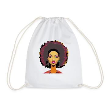Lady with Afro - Drawstring Bag - white - Front