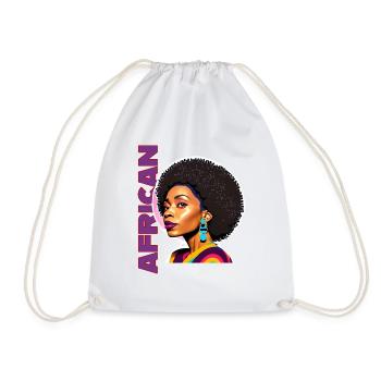 Femme noire avec lettrage américain - Sac de sport léger - blanc - Devant