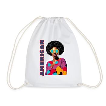 Femme noire avec lettrage américain - Sac de sport léger - blanc - Devant