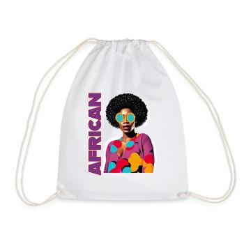 Femme noire avec lettrage africain - Sac de sport léger - blanc - Devant