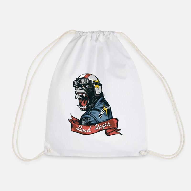 Road-Rager-Slogan mit Gorilla - Turnbeutel - Weiß