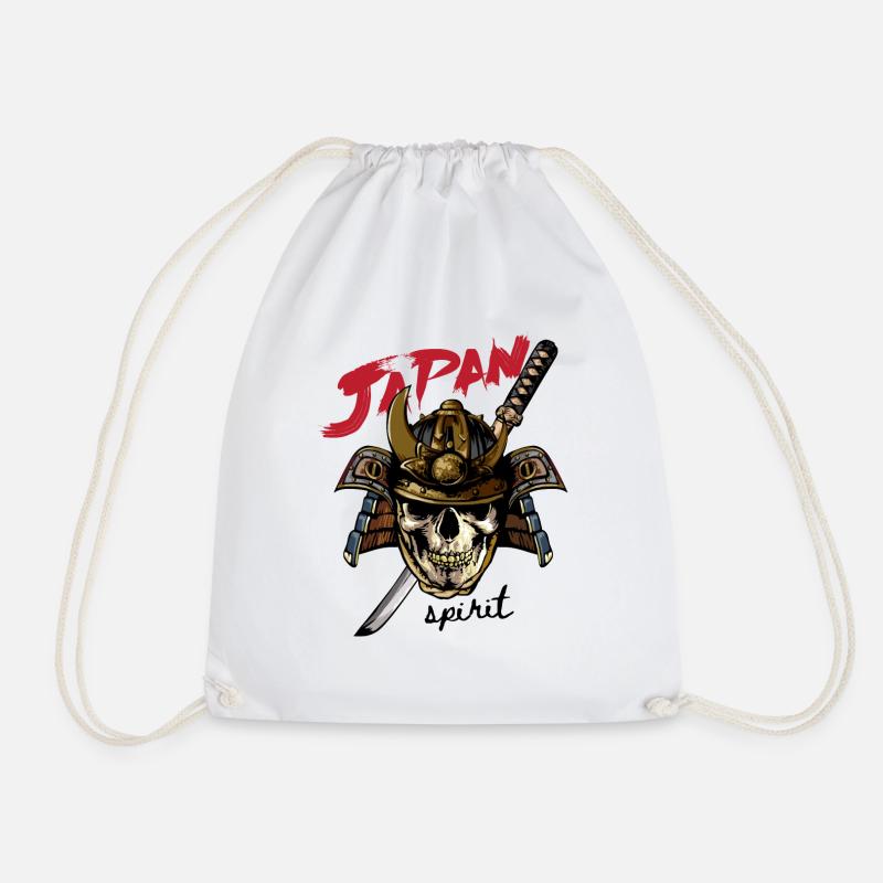 Totenkopf im Samurai-Helm - Turnbeutel - Weiß
