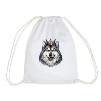 Alaskan Malamute Cooler Hund trägt Krone - Turnbeutel - Weiß - Vorne