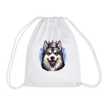 Cooler Hund Alaskan Malamute trägt Königskrone - Turnbeutel - Weiß - Vorne