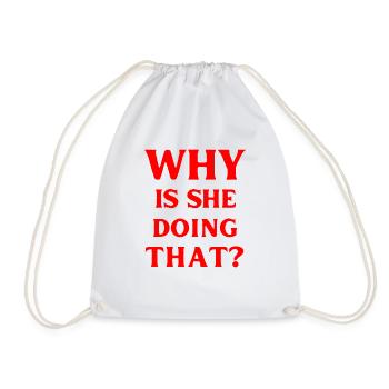 why does she make the saying English language - Drawstring Bag - white - Front