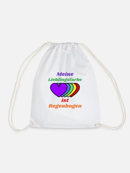 Lieblingsfarbe Regenbogen Herzen - Turnbeutel - Weiß