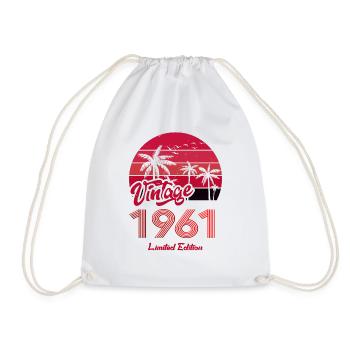 Vintage Year 1961 Limited Edition Red - Drawstring Bag - white - Front