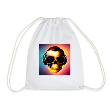 Crâne avec lunettes de soleil & écouteurs - cool-rockig - Sac de sport léger - blanc - Devant