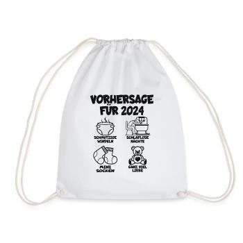 Vorhersage 2024 Werdende Eltern Babybauch - Turnbeutel - Weiß - Vorne