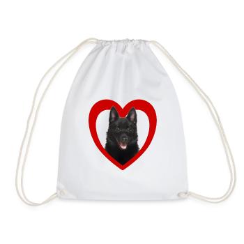 Amoureux des chiens - Cœur de chien - Schipperke - Sac de sport léger - blanc - Devant