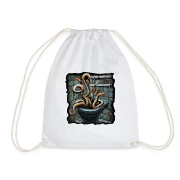 SNAKES COMING UP THROUGH SEWER PIPES - Drawstring Bag - white - Front