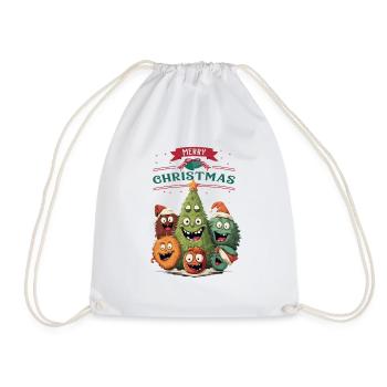 Funny Christmas tree Christmas family - Drawstring Bag - white - Front