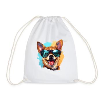 Colorful Chihuahua Wearing Sunglasses Dog Lover - Drawstring Bag - white - Front