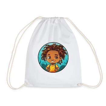 Afro Black Kid Young Girl Empowerment Dreadl - Drawstring Bag - white - Front