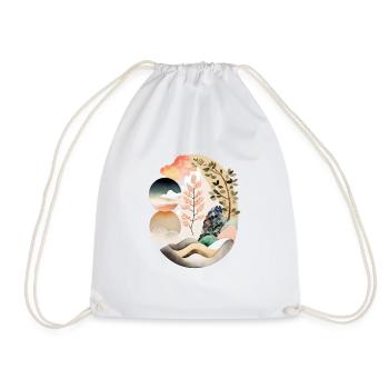 Japandi egg, rundes Design im japandi Style - Turnbeutel - Weiß - Vorne