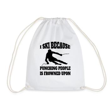 Skiing Ski Design Ski Skiing Outfit Skiers - Drawstring Bag - white - Front