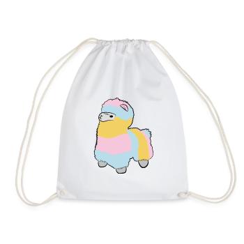 Lama Alpaka Motive Tier Mädchen pastellfarben pink - Turnbeutel - Weiß - Vorne