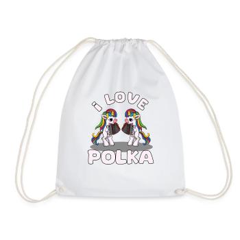I love Polka Einhorn - Turnbeutel - Weiß - Vorne