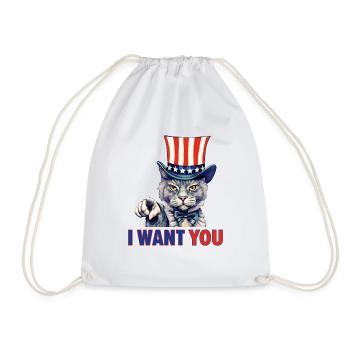 Independence Day liberty American Cat I want you - Turnbeutel - Weiß - Vorne