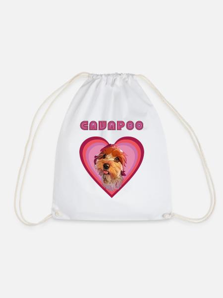 Cavapoo-Herz (Pflaume) - Turnbeutel - Weiß