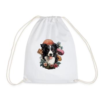 Cottagecore Border Collie - Drawstring Bag - white - Front