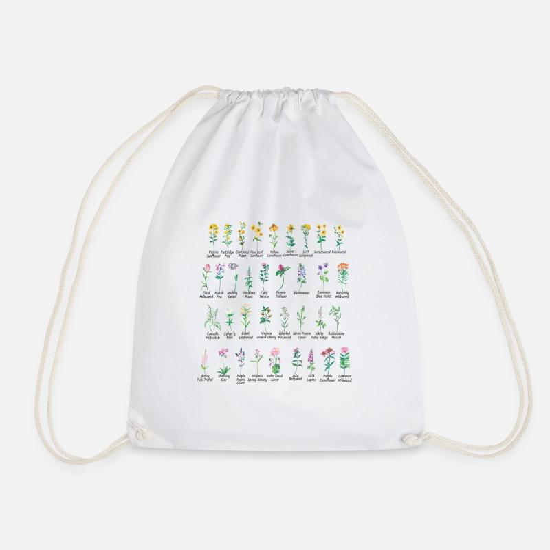 Texas flag with floral spring Texas - Drawstring Bag - white