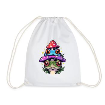 EDM Festival Psychedelic Arty Frog DJ - Drawstring Bag - white - Front
