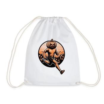 Halloween runner with a pumpkin head - Drawstring Bag - white - Front