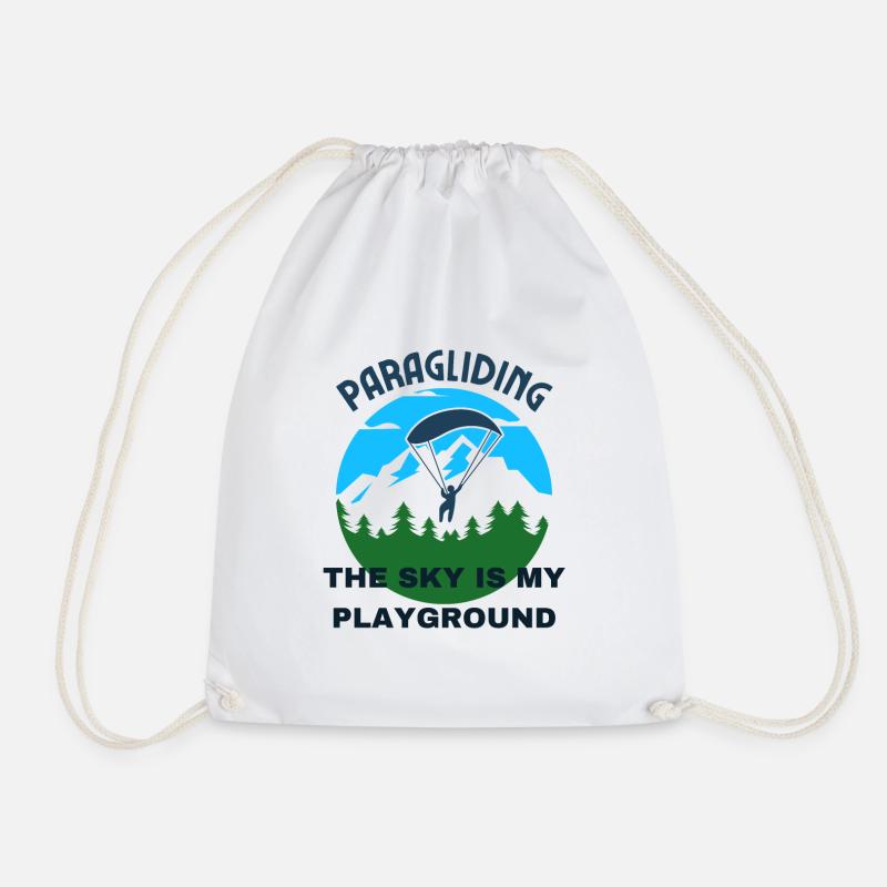 Paragliding, Paragliding, Paragliding - Drawstring Bag - white