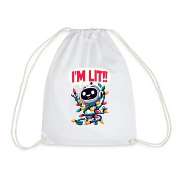 Funny Christmas Robot - Drawstring Bag - white - Front