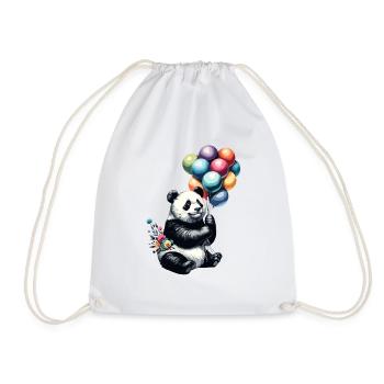 Panda mit Ballons - Turnbeutel - Weiß - Vorne