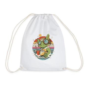 Sunshine Axolotl Tea - Cheerful Amphibian, - Drawstring Bag - white - Front