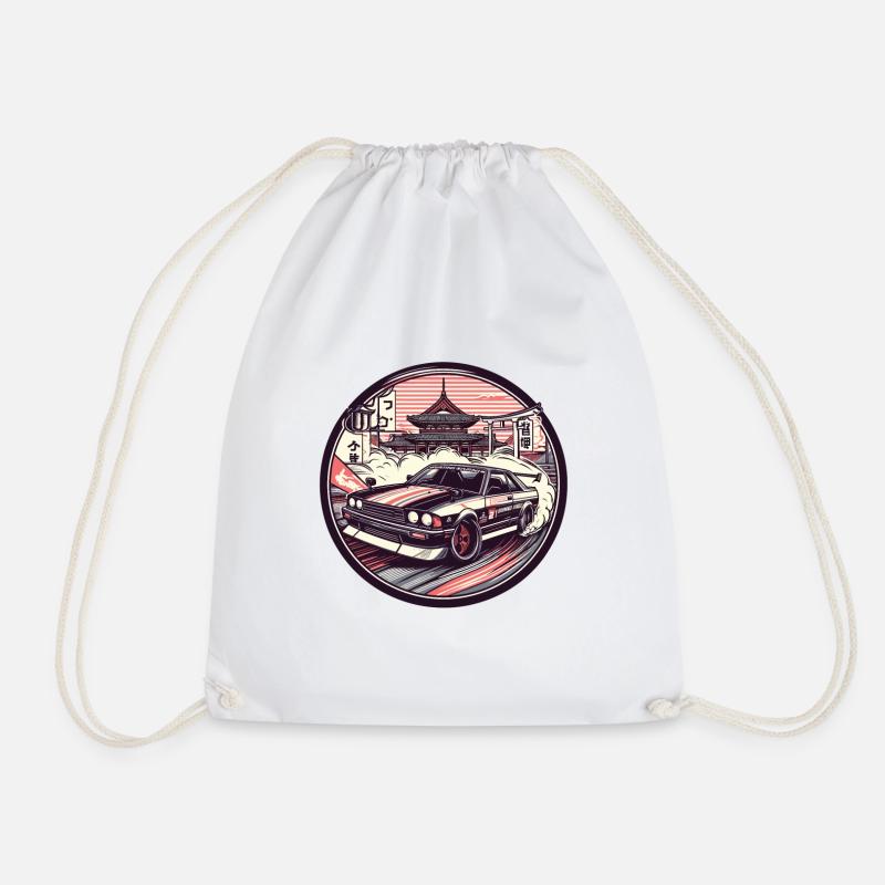 Japanese style car, JDM - Drawstring Bag - white