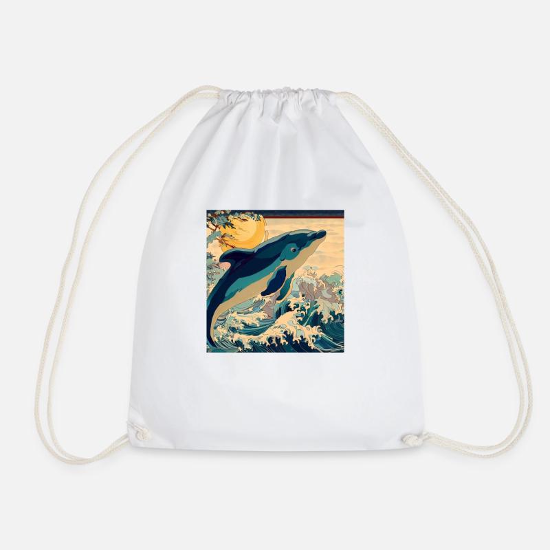 Delfin Japanisch - Turnbeutel - Weiß