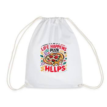 Life Happens Pizza Helps - Drawstring Bag - white - Front