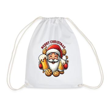 Santa Claus with beers and cookies - Drawstring Bag - white - Front