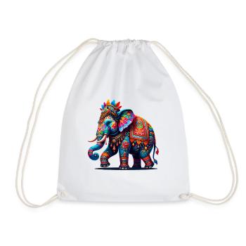 Bunter indischer Elefant - Turnbeutel - Weiß - Vorne