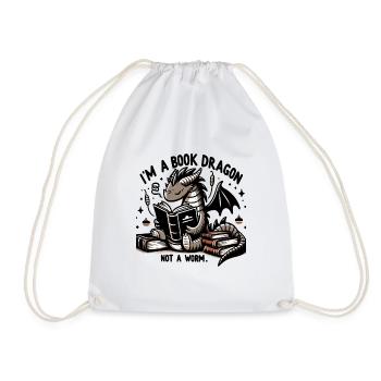 Books Dragon - Drawstring Bag - white - Front