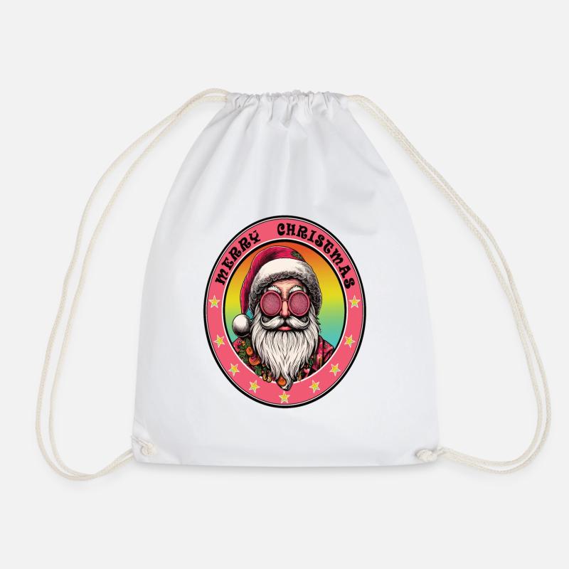 Santa Claus hippie - Drawstring Bag - white