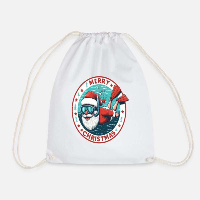 Santa Claus Diving Snorkeling - Drawstring Bag - white