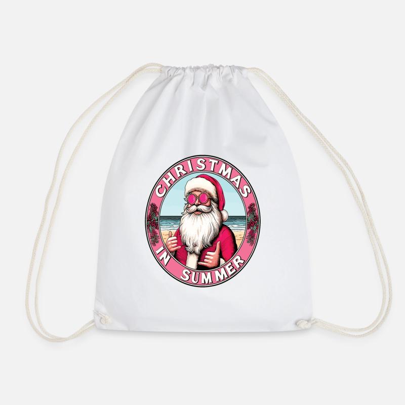 Santa Claus hippie christmas in summer - Drawstring Bag - white